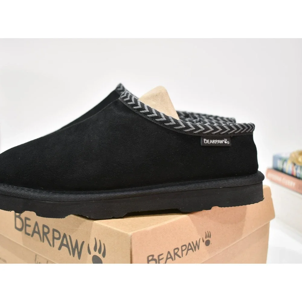 Bearpaw Tabitha Youth Slippers Size 5 Black Gray Chevron 2973Y NIB
